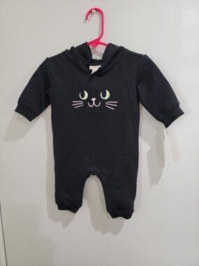 Baby Halloween Cat Hooded Romper - Cat & Jack™ Black 0-3M